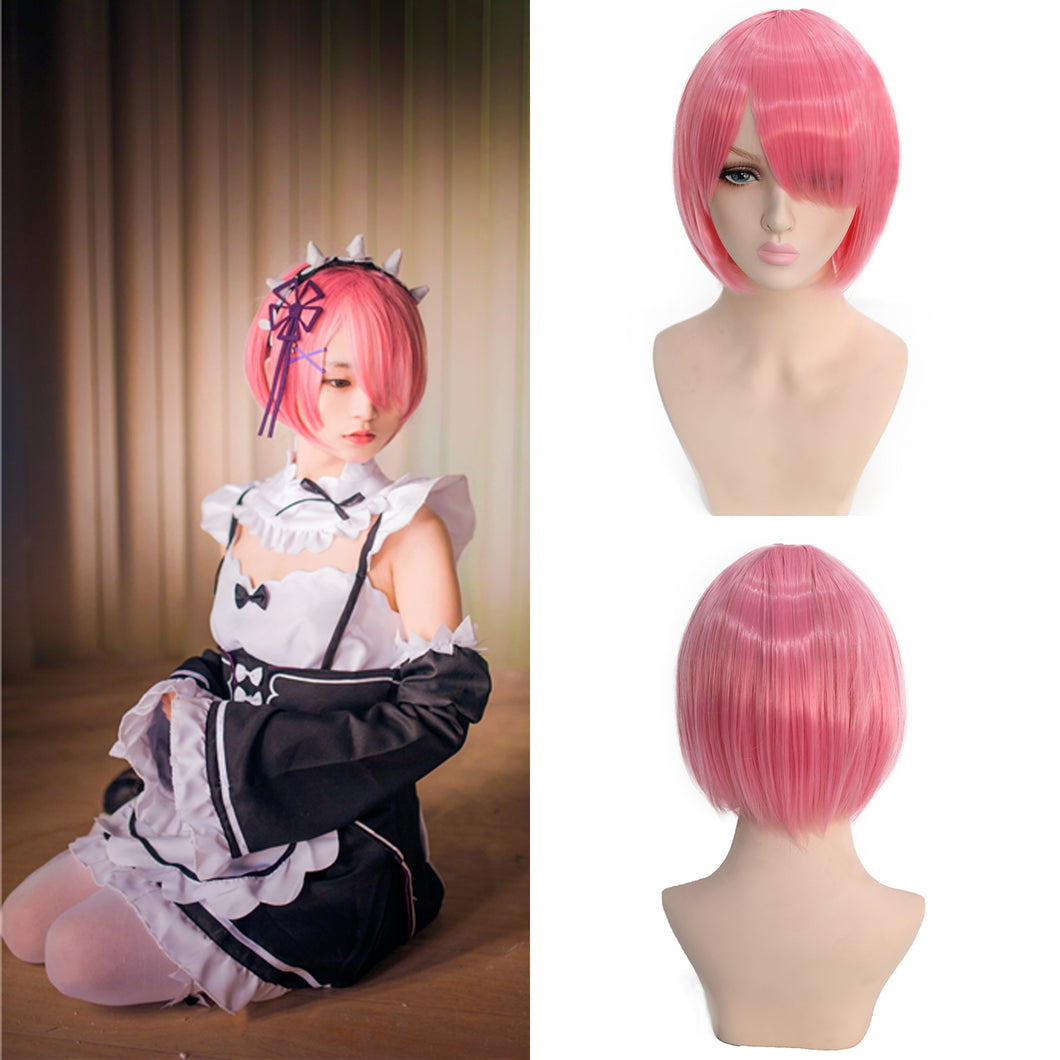 Bobium | Pink Medium Cosplay Straight Synthetic Hair Wig with Bangs