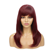 Load image into Gallery viewer, Ella | Brown Long Straight Synthetic Hair Wig with Bangs