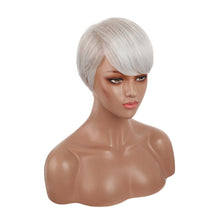 Load image into Gallery viewer, Trianna | Silver Short Pixie Cut Wavy Synthetic Hair Wig with Bangs