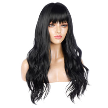 Load image into Gallery viewer, Alisha | Dark Black Long Wavy Synthetic Hair Wig with Bangs