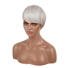 Load image into Gallery viewer, Trianna | Silver Short Pixie Cut Wavy Synthetic Hair Wig with Bangs