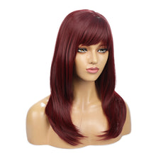 Load image into Gallery viewer, Ella | Red Long Straight Synthetic Hair Wig with Bangs