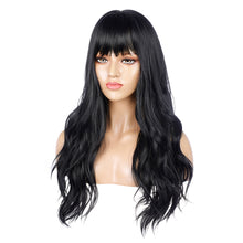 Load image into Gallery viewer, Alisha | Dark Black Long Wavy Synthetic Hair Wig with Bangs