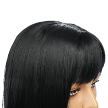 Load image into Gallery viewer, Ella | Black Long Straight Synthetic Hair Wig with Bangs