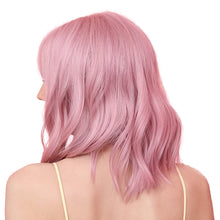 Load image into Gallery viewer, Melo | Halloween Coral Pink Medium Curly Synthetic Hair Wig with Bangs