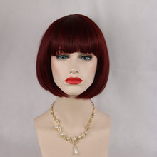 Load image into Gallery viewer, Siana | Red Medium Straight Synthetic Bob Hair Wig with Bangs