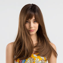 Load image into Gallery viewer, Jane | Brown Long Straight Synthetic Hair Wig with Bangs