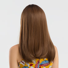 Load image into Gallery viewer, Jane | Brown Long Straight Synthetic Hair Wig with Bangs