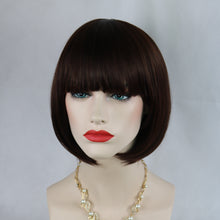 Load image into Gallery viewer, Siana | Dark Brown Medium Straight Synthetic Bob Hair Wig with Bangs