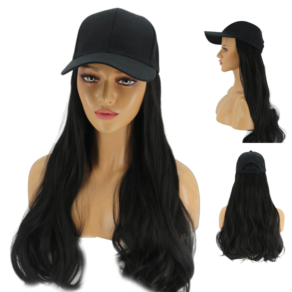 Blossom | Black Long Wavy Synthetic Hair Wig Hat with Cap