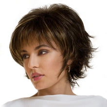 Load image into Gallery viewer, Sai | Beautiful Natural Dark Brown Blonde Highlight Pixie Cut Curly Short Synthetic Hair Wig