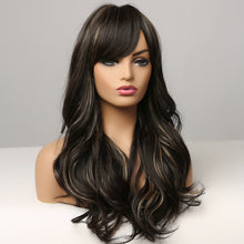 Load image into Gallery viewer, Dora | Brown Long Wavy Synthetic Hair Wig with Bangs