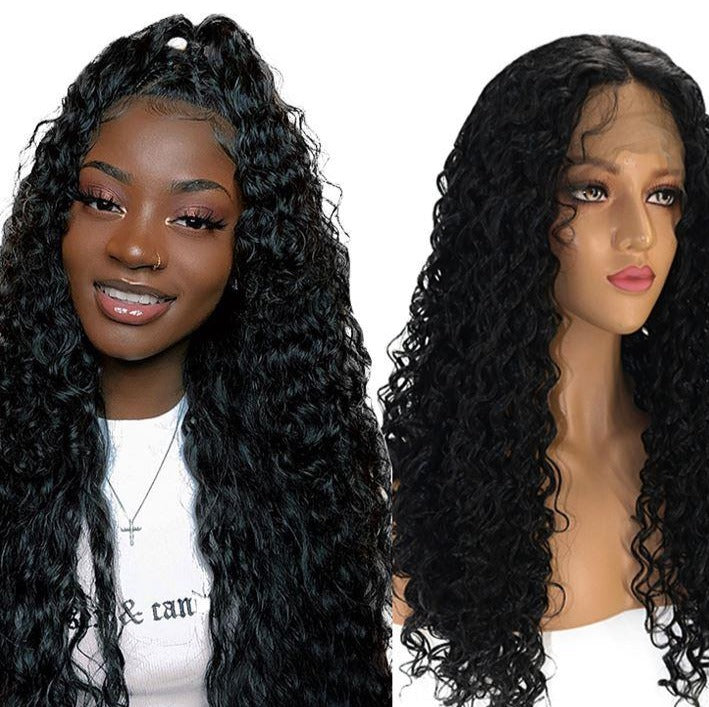 Bling | Black Long Curly Lace Front Synthetic Hair Wig