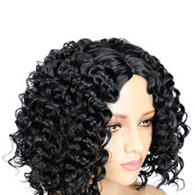 Load image into Gallery viewer, Reja | Black Medium Short Curly Synthetic Hair Wig