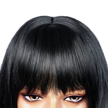 Load image into Gallery viewer, Aanya | Black Medium Long Wavy Synthetic Hair Wig with Bangs