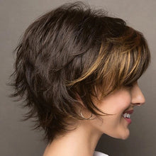 Load image into Gallery viewer, Sai | Beautiful Natural Dark Brown Blonde Highlight Pixie Cut Curly Short Synthetic Hair Wig