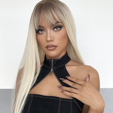 Load image into Gallery viewer, LimitedEdition | Ombre Blonde Long Straight Synthetic Hair Wig with Bangs