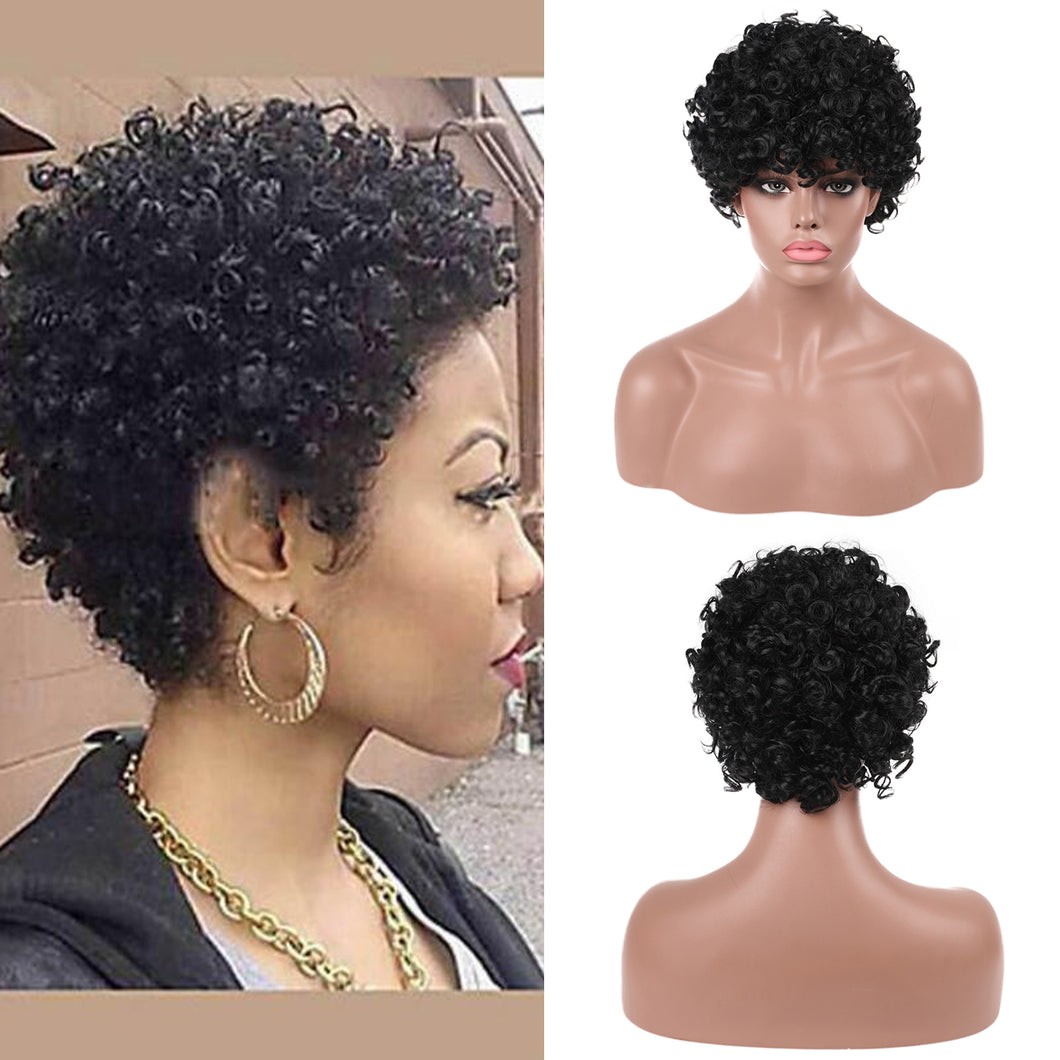 Briana | Black Short Medium Curly Synthetic Hair Wig