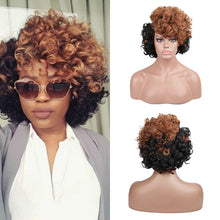 Load image into Gallery viewer, Chic | Black and Brown Medium Short Curly Synthetic Hair Wig