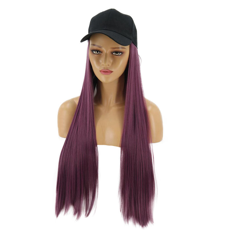 Summerland | Purple Long Straight Synthetic Hair Wig Hat with Cap