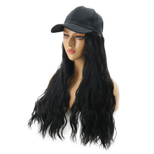 Load image into Gallery viewer, Contico | Black Long Curly Synthetic Hair Wig with Cap Hat