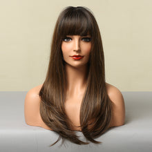 Load image into Gallery viewer, Gamer | Brown Long Straight Synthetic Hair Wig with Bangs