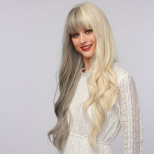 Load image into Gallery viewer, Stormi | Halloween Silver and White Half Half Long Wavy Synthetic Hair Wig with Bangs
