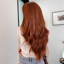 Load image into Gallery viewer, Lila | Burgundy Wine Red Long Wavy Synthetic Hair Wig with Bangs