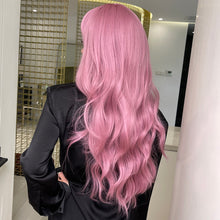 Load image into Gallery viewer, Rosy | Halloween Coral Pink Long Wavy Synthetic Hair Wig with Bangs