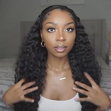 Load and play video in Gallery viewer, Dannie | Black Medium Long Curly Synthetic Hair Headband Wig