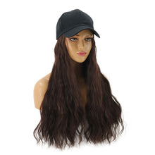 Load image into Gallery viewer, Contico | Dark Brown Long Curly Synthetic Hair Wig with Cap Hat