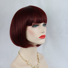 Load image into Gallery viewer, Siana | Red Medium Straight Synthetic Bob Hair Wig with Bangs