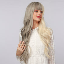 Load image into Gallery viewer, Stormi | Halloween Silver and White Half Half Long Wavy Synthetic Hair Wig with Bangs