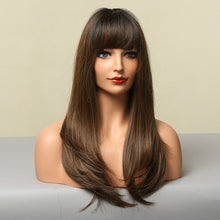 Load image into Gallery viewer, Gamer | Brown Long Straight Synthetic Hair Wig with Bangs