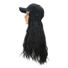 Load image into Gallery viewer, Contico | Black Long Curly Synthetic Hair Wig with Cap Hat