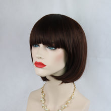 Load image into Gallery viewer, Siana | Dark Brown Medium Straight Synthetic Bob Hair Wig with Bangs
