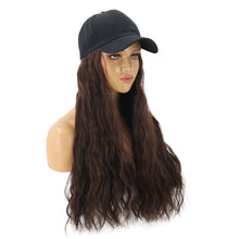 Load image into Gallery viewer, Contico | Dark Brown Long Curly Synthetic Hair Wig with Cap Hat