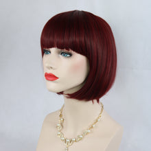 Load image into Gallery viewer, Siana | Red Medium Straight Synthetic Bob Hair Wig with Bangs