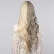 Load image into Gallery viewer, Stormi | Halloween Silver and White Half Half Long Wavy Synthetic Hair Wig with Bangs
