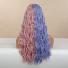 Load image into Gallery viewer, Chic | Halloween Pink and Purple Half Half Long Wavy Synthetic Hair Wig with Bangs