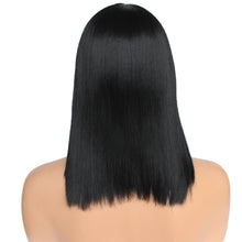 Load image into Gallery viewer, Ellyanna | Black Medium Long Straight Synthetic Hair Wig with Bangs