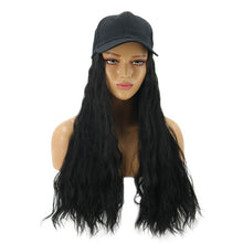 Load image into Gallery viewer, Contico | Black Long Curly Synthetic Hair Wig with Cap Hat