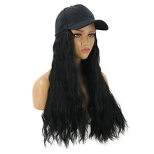 Load image into Gallery viewer, Contico | Black Long Curly Synthetic Hair Wig with Cap Hat
