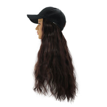 Load image into Gallery viewer, Contico | Dark Brown Long Curly Synthetic Hair Wig with Cap Hat