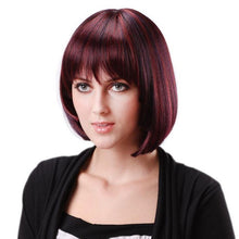 Load image into Gallery viewer, Siana | Red Medium Straight Synthetic Bob Hair Wig with Bangs