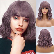 Load image into Gallery viewer, Candy Rush | Purple Medium Long Curly Synthetic Hair Wig with Bangs