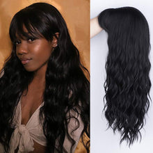 Load image into Gallery viewer, Alisha | Dark Black Long Wavy Synthetic Hair Wig with Bangs