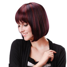 Load image into Gallery viewer, Siana | Red Medium Straight Synthetic Bob Hair Wig with Bangs