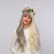 Load image into Gallery viewer, Stormi | Halloween Silver and White Half Half Long Wavy Synthetic Hair Wig with Bangs