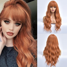 Load image into Gallery viewer, Amber | Orange Long Curly Synthetic Hair Wig with Bangs